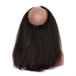 Remy Hair 360 Lace Frontal Kinky Straight 100% Human Hair 