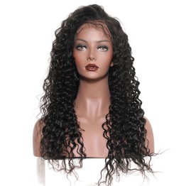 Full Lace Wig Deep Wave Remy Human Hair Pre-Plucked Wigs