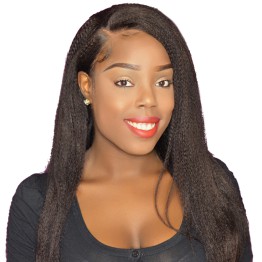 Full Lace Wig Kinky Straight Remy Human Hair Pre-Plucked Wigs